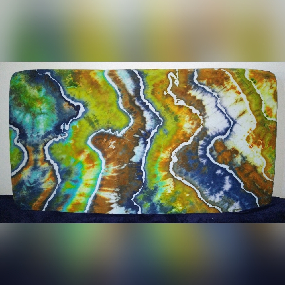 Green, Blue & Brown Geode Tie Dye Cotton Jersey Fitted Crib Sheet {52in X 28in}